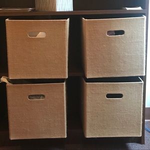 Better Homes and Gardens 4 Tan Burlap Cube Bins